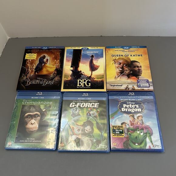 Disney Movies Blu Ray Mixed Lot of 6 Pete’s Dragon, G-Force, Beauty …New - Picture 1 of 6